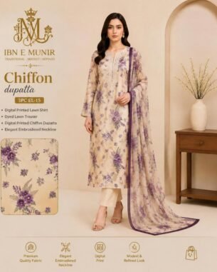 Effortless Kurti Chiffon Dupatta 3PC EL-15 Unstitched