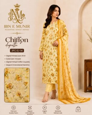 Sunlit Grace Chiffon Dupatta 3PC EL-14 Unstitched