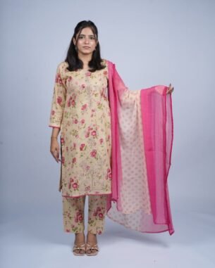 Gul-e-Beige Kurti Unstitched EL-26 3 PC with Chiffon Dupatta