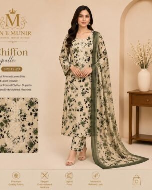 The Essential Kurti Chiffon Dupatta 3PC EL-20 Unstitched