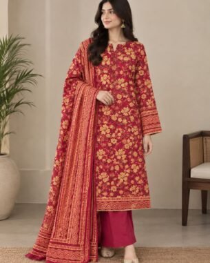 Ivory Rose Kurti 3 PC Stitched EL-27 with Chiffon Dupatta