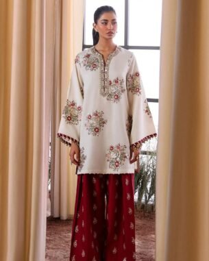Silk embroidered Ivory Bloom Farshi 2PC EL-32 Stitched